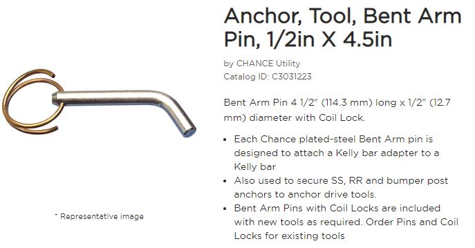 Pin Bent Arm 1/2inx4.5in